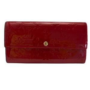 Louis Vuitton Red Vernis Monogram Sarah Long Wallet Authentic France TS1100